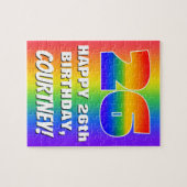 26e verjaardag: kleurrijk, vun regenboogpatroon # legpuzzel (Horizontaal)