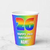 26e verjaardag: kleurrijk, vun regenboogpatroon # papieren bekers (Achterkant)