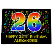 26e verjaardag - Kleurrijke muzieksymbolen, Rainbo Groot Cadeauzakje (Voorkant)
