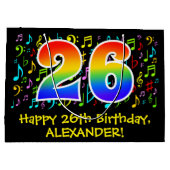 26e verjaardag - Kleurrijke muzieksymbolen, Rainbo Groot Cadeauzakje (Achterkant)
