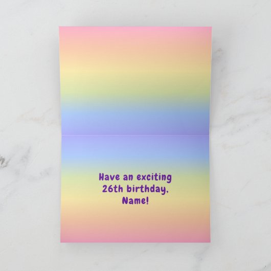 26e verjaardag: Kleurrijke Regenboog # 26, Aangepa Kaart (Binnen)