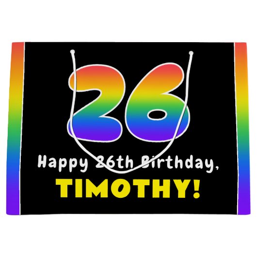 26e verjaardag: kleurrijke regenboog # 26, Naam va Groot Cadeauzakje (Voorkant)