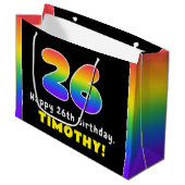 26e verjaardag: kleurrijke regenboog # 26, Naam va Groot Cadeauzakje (Voorkant Gekanteld)