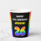 26e verjaardag: kleurrijke regenboog # 26, Naam va Papieren Bekers (Voorkant)