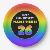 26e verjaardag: kleurrijke regenboog # 26, Naam va Papieren Bordje (Voorkant)