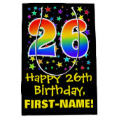 26e verjaardag: Kleurrijke Sterren Patroon & Regen Medium Cadeauzakje (Voorkant)