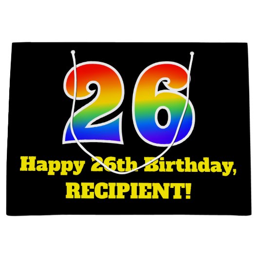 26e verjaardag ~ Leuk, Kleurrijk, Levendig, Regenb Groot Cadeauzakje (Voorkant)