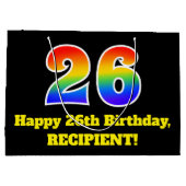 26e verjaardag ~ Leuk, Kleurrijk, Levendig, Regenb Groot Cadeauzakje (Achterkant)