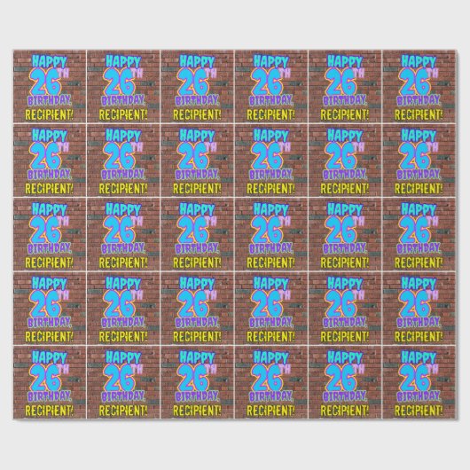 26e verjaardag: Leuk, Urban Graffiti geïnspireerd  Cadeaupapier (Vlak)