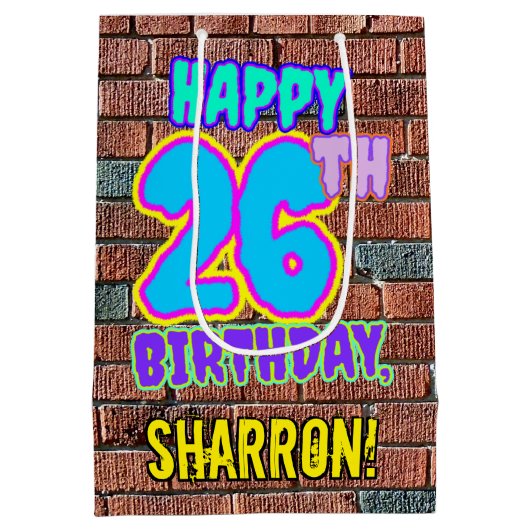 26e verjaardag: Leuk, Urban Graffiti geïnspireerd Medium Cadeauzakje (Achterkant)