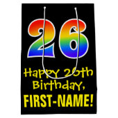 26e verjaardag: leuk, vet, kleurrijk, regenboog "2 medium cadeauzakje (Achterkant)