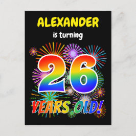 26e verjaardag - Leuk vuurwerk, Regenboog look "26 Briefkaart