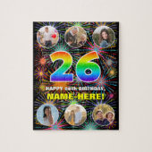 26e verjaardag: Leuke regenboog #, aangepaste naam Legpuzzel (Verticaal)