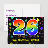 26e verjaardag: Leuke sterrenprint, Regenboog 26,  Briefkaart (Voorkant / Achterkant)