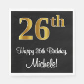 26e verjaardag ~ Luxurieuze Faux Gold-look # Servet (Voorkant)