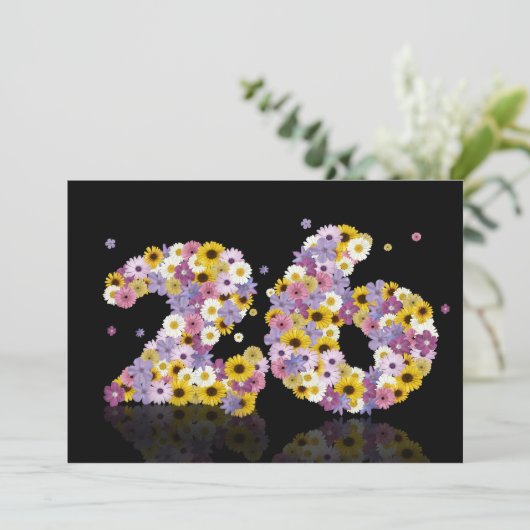 26e verjaardag, met bloembranen kaart (Staand voorkant)