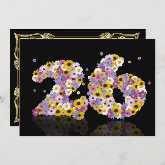 26e verjaardag, met bloembranen kaart (Voorkant / Achterkant)