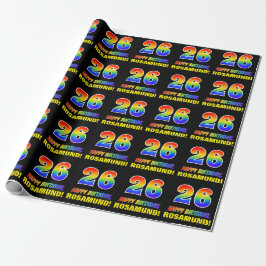 26e Verjaardag: Moedig, Leuk, Eenvoudig, Regenboog Cadeaupapier
