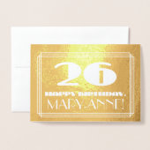 26e verjaardag: naam + Art Deco geïnspireerd look Folie Kaarten (Voorkant met envelop)