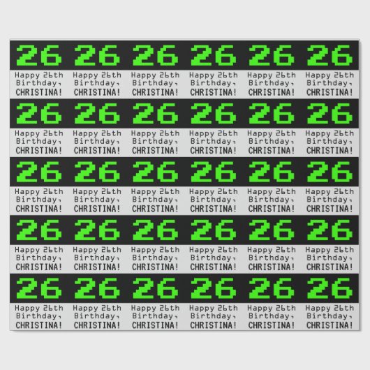 26e verjaardag - Nerdy / Geeky Style "26" en naam Cadeaupapier (Vlak)