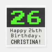 26e verjaardag - Nerdy / Geeky Style "26" & naam Servet (Voorkant)