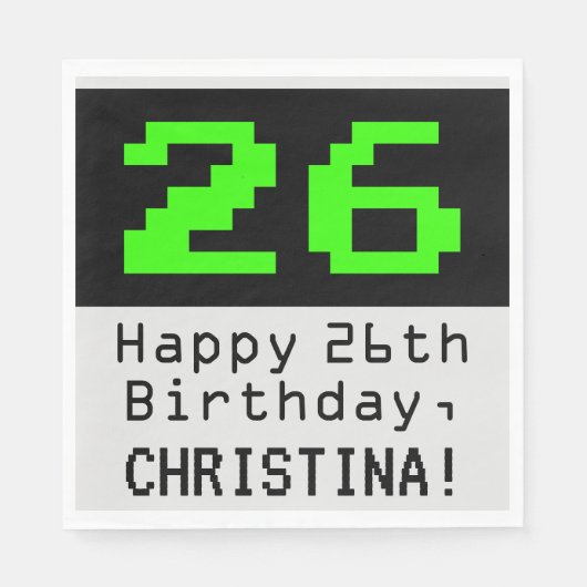 26e verjaardag - Nerdy / Geeky Style "26" & naam Servet (Voorkant)
