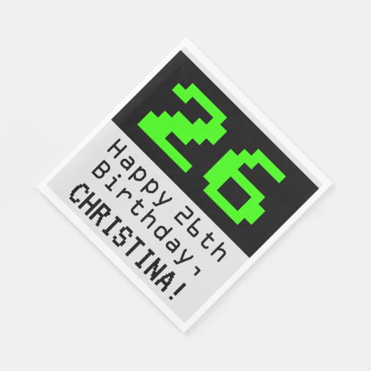 26e verjaardag - Nerdy / Geeky Style "26" & naam Servet (Hoek)