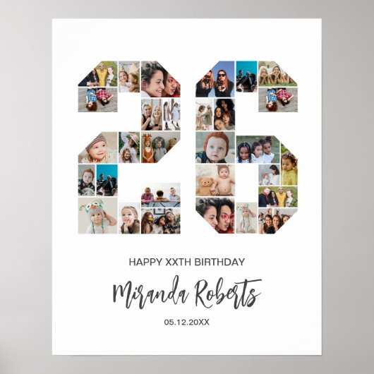 26e verjaardag nummer 26 aangepaste fotocollage poster (Voorkant)