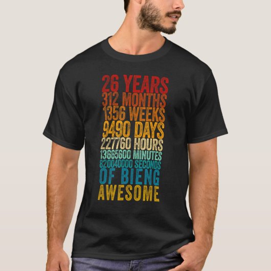 26e verjaardag oude meter 26 jaar oud t-shirt (Voorkant)