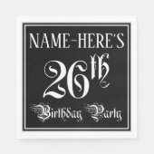 26e verjaardag Partij — Fancy Manuscript + de Naam Servet (Voorkant)