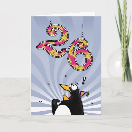 26e verjaardag - Penguin Surprise Kaart (Voorkant)