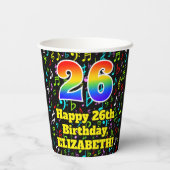 26e Verjaardag: Plezier Muzieknoten Patroon, Regen Papieren Bekers (Achterkant)