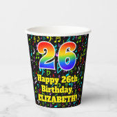 26e Verjaardag: Plezier Muzieknoten Patroon, Regen Papieren Bekers (Voorkant)