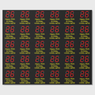 26e verjaardag: Red Digital Clock Style "26" + naa Cadeaupapier