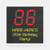26e verjaardag: Red Digital Clock Style "26" + naa Servet (Voorkant)