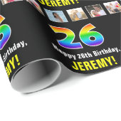 26e Verjaardag: Regenboog "26"; Aangepaste Foto's  Cadeaupapier (Rol Hoek)