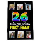 26e verjaardag: Regenboog "26", Aangepaste foto's  Medium Cadeauzakje (Voorkant)