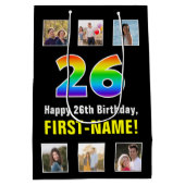 26e verjaardag: Regenboog "26", Aangepaste foto's  Medium Cadeauzakje (Achterkant)