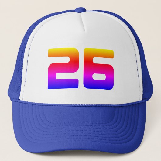 26e verjaardag regenboog trucker pet (Voorkant)