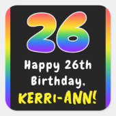 26e verjaardag: Regenboogspectrum # 26, Aangepaste Vierkante Sticker (Voorkant)