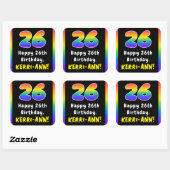 26e verjaardag: Regenboogspectrum # 26, Aangepaste Vierkante Sticker (Vel)