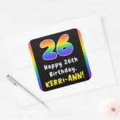 26e verjaardag: Regenboogspectrum # 26, Aangepaste Vierkante Sticker (Envelop)
