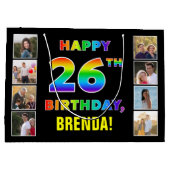 26e Verjaardag: Regenboogtekst, Aangepaste foto's  Groot Cadeauzakje (Achterkant)