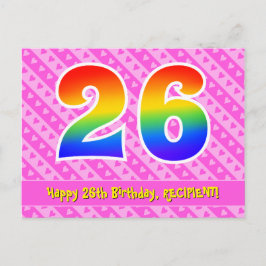26e verjaardag: Roze strepen & harten, Regenboog 2 Briefkaart