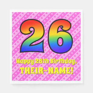 26e verjaardag: roze strepen & harten, regenboog # servet