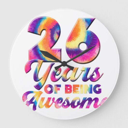 26e verjaardag Tie Dye 26 jaar geboortedag  Grote Klok (Voorkant)