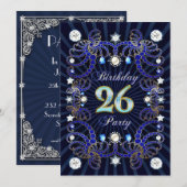 26e verjaardag : uitnodigen met massa ' s juwelen kaart (Voorkant / Achterkant)