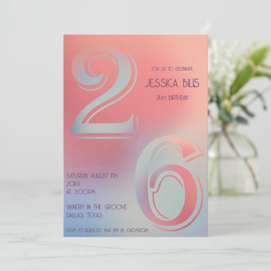 26e verjaardag uitnodiging (Staand voorkant)