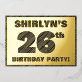 26e verjaardag van de geboorte - Vette, houten gra Folie Uitnodiging (Voorkant)