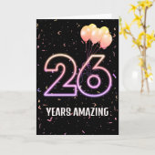 26e verjaardag van de luchtballonnen en Confetti Kaart (Gele Bloem)